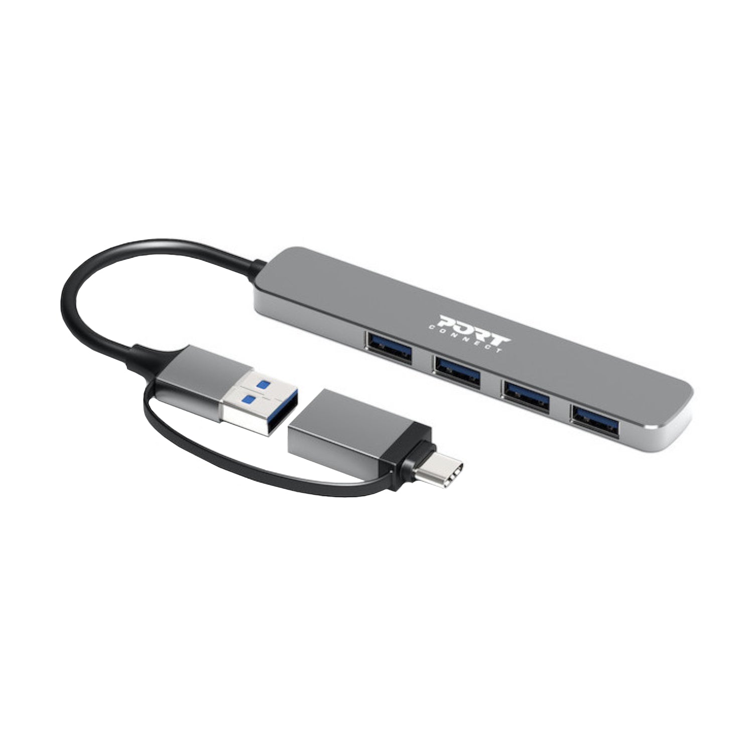 Port Connect USB Type-C to 4-port USB-A 3.0 Hub - alternate product view 3