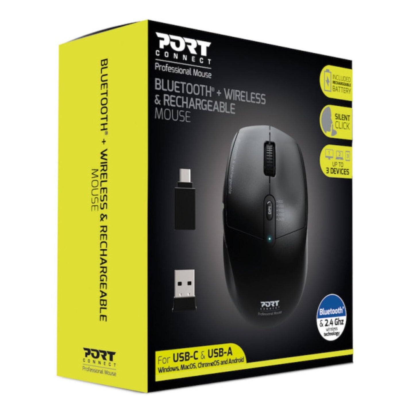 Port Connect 2.4GHz Wireless Bluetooth® Rechargeable Mouse PRO - alternate product view 3