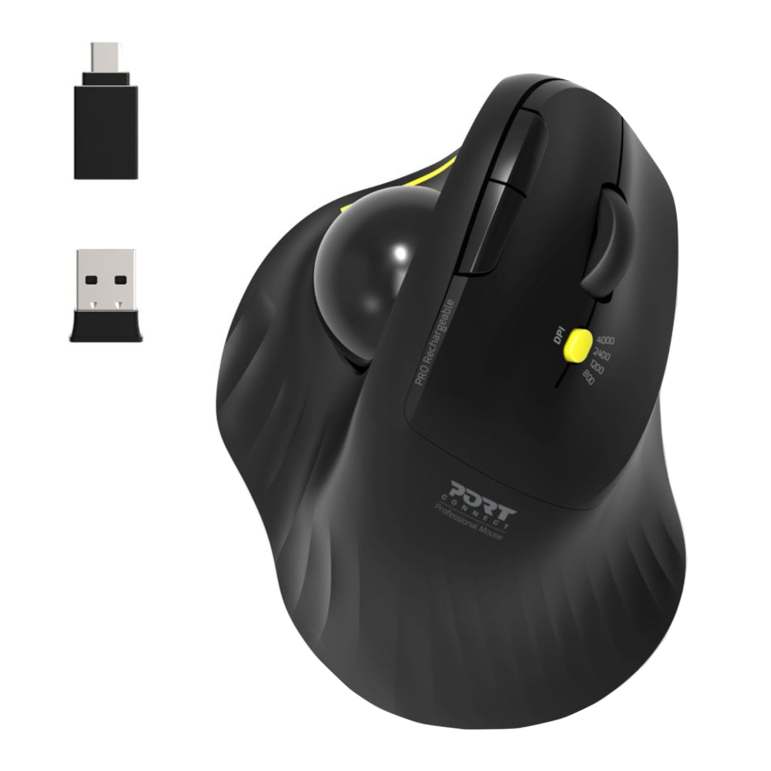 Port Connect Bluetooth + Wireless Rechargeable Ergonomic Trackball Mouse - alternate product view 5