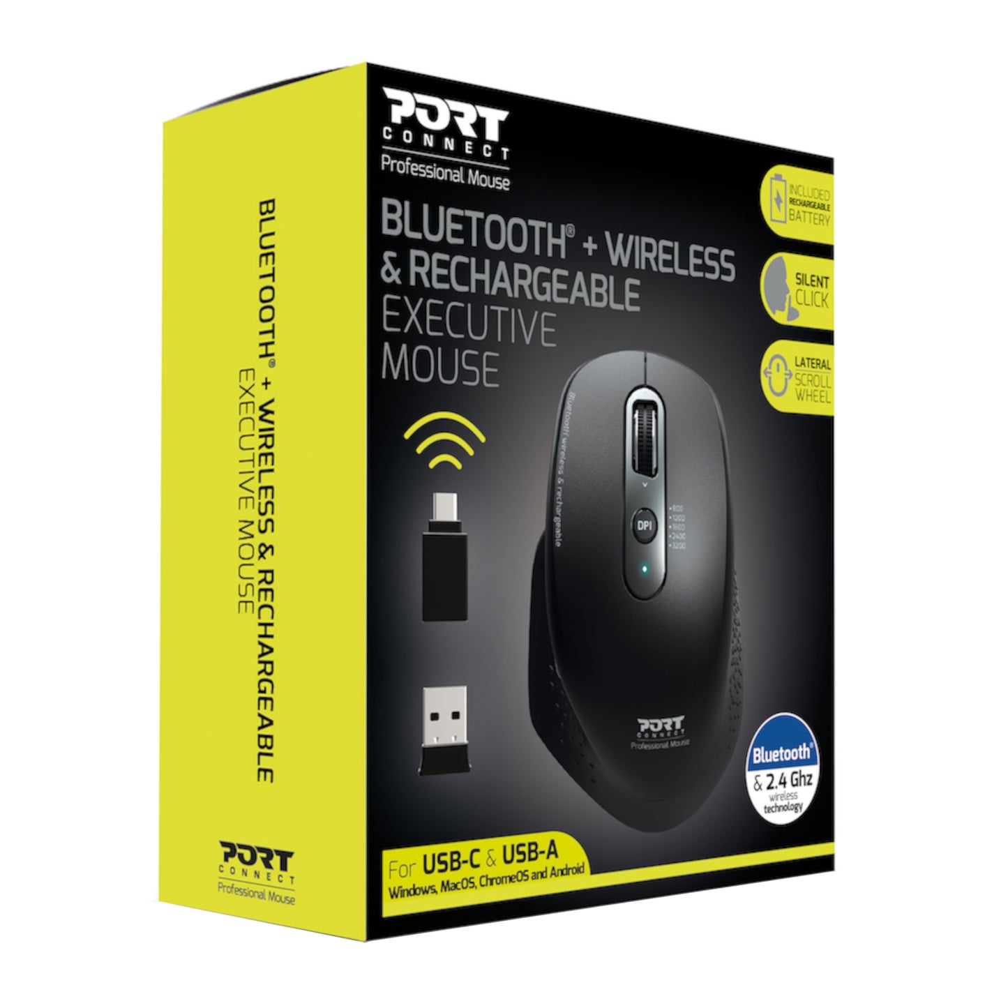 Port Connect Bluetooth Wireless and Rechargeable Executive Mouse - Black - alternate product view 5