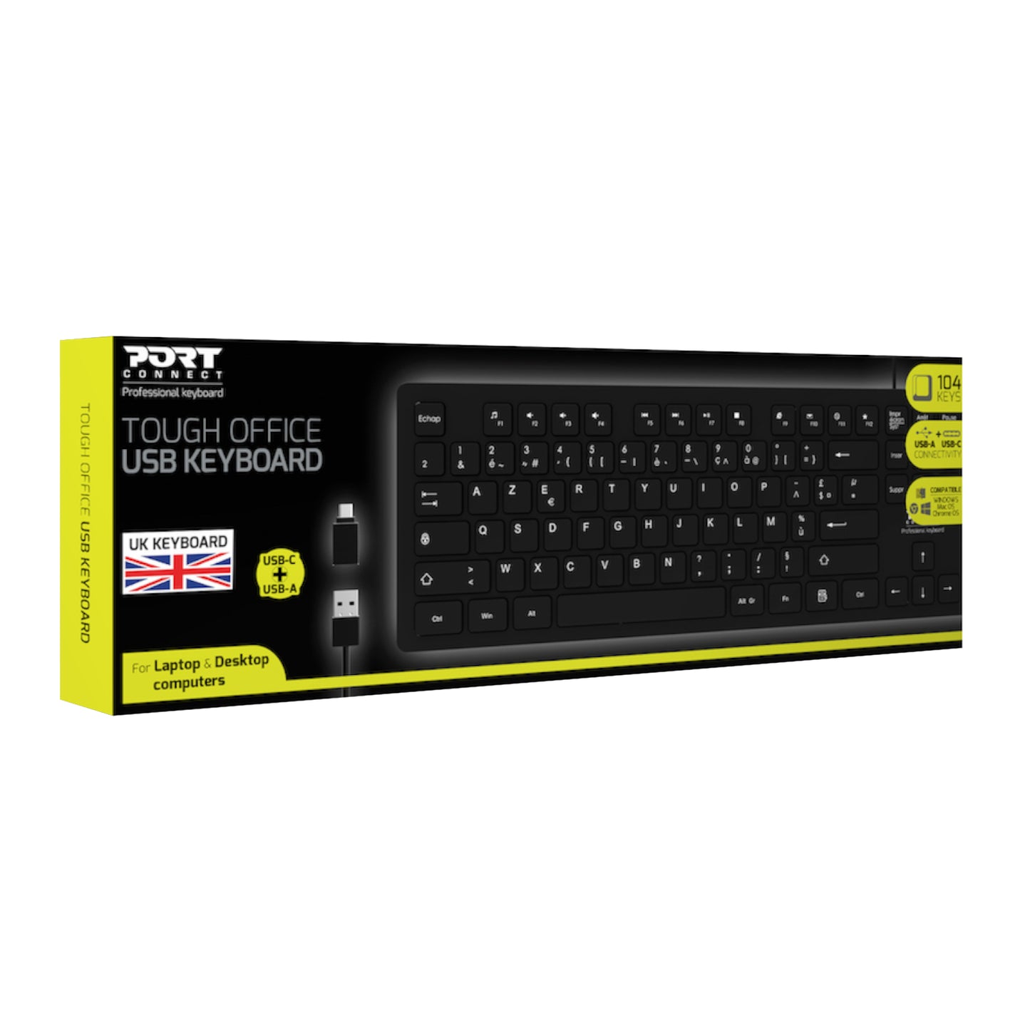 Port Connect Tough Office USB Keyboard - Black - alternate product view 5