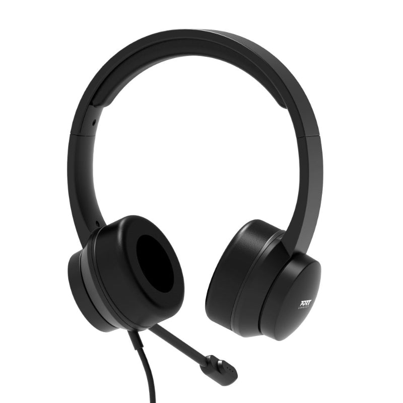 Port Connect USB Headset 1.8m Cable with Mic and Padded/Soft Cushions Black - alternate product view 4