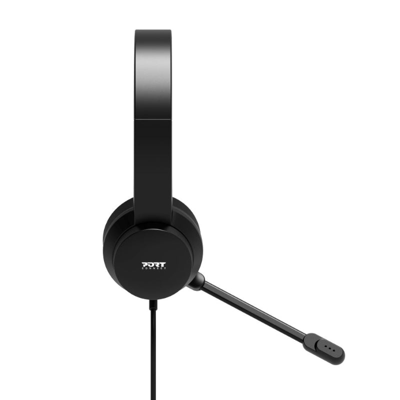 Port Connect USB Headset 1.8m Cable with Mic and Padded/Soft Cushions Black - alternate product view 2