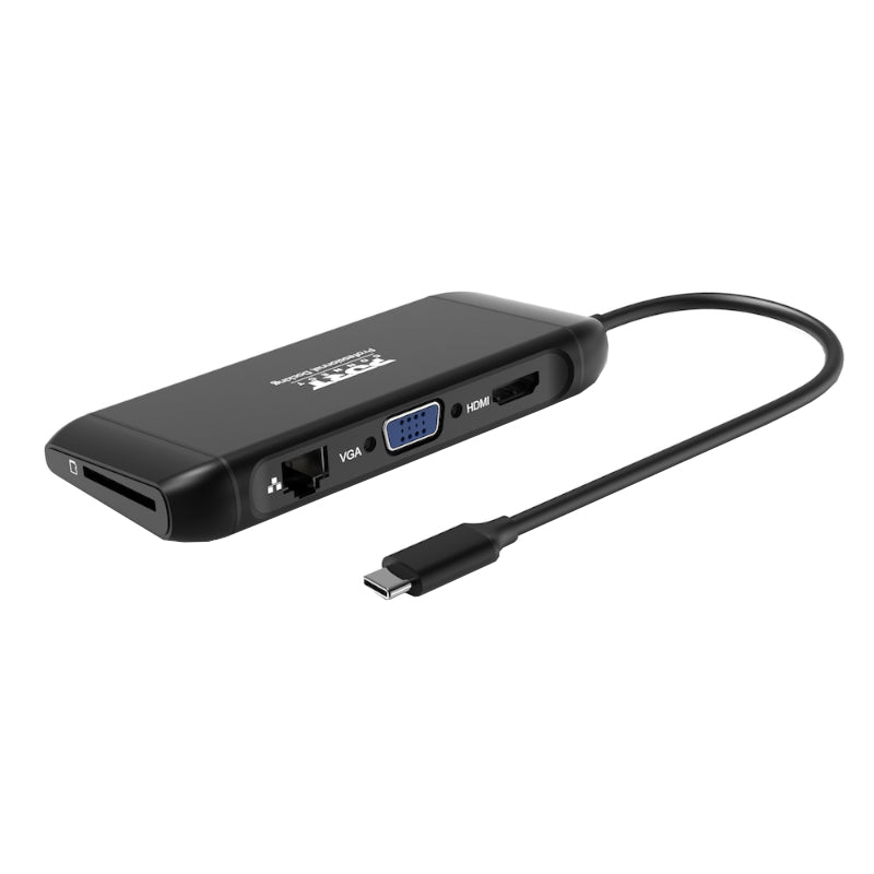 Port USB Type-C 4 x USB3.1 / 1 x Aux / Micro+SD Card Reader / 1 x RJ45 / 1 x HDMI / 1 x VGA / 1 x Type-C PD Dock 100W - Black
