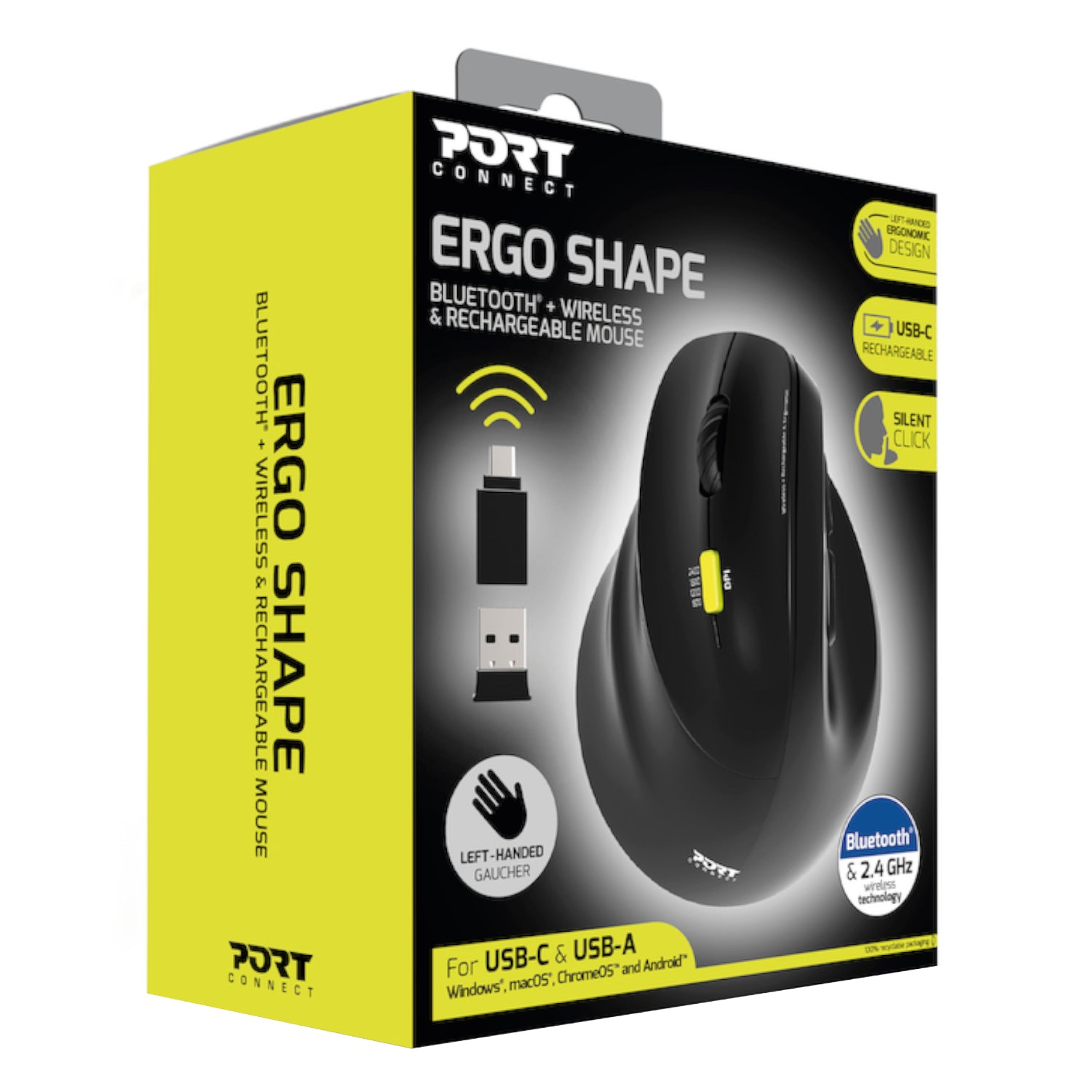 Port Connect Ergo Shape Rechargeable Wireless Mouse - alternate product view 7