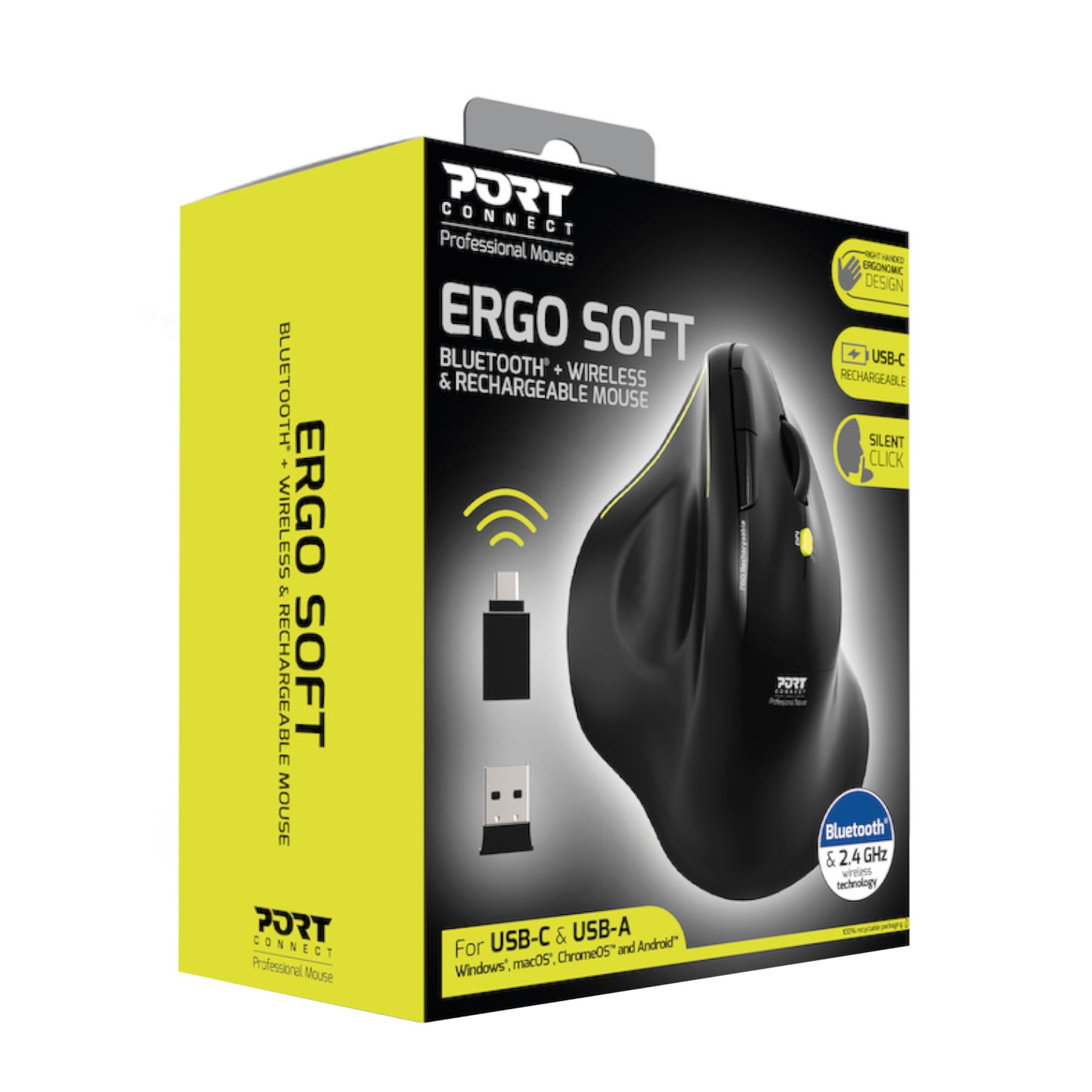Port Connect 2.4GHz Wireless ERGO SOFT Bluetooth Rechargeable Mouse - alternate product view 3