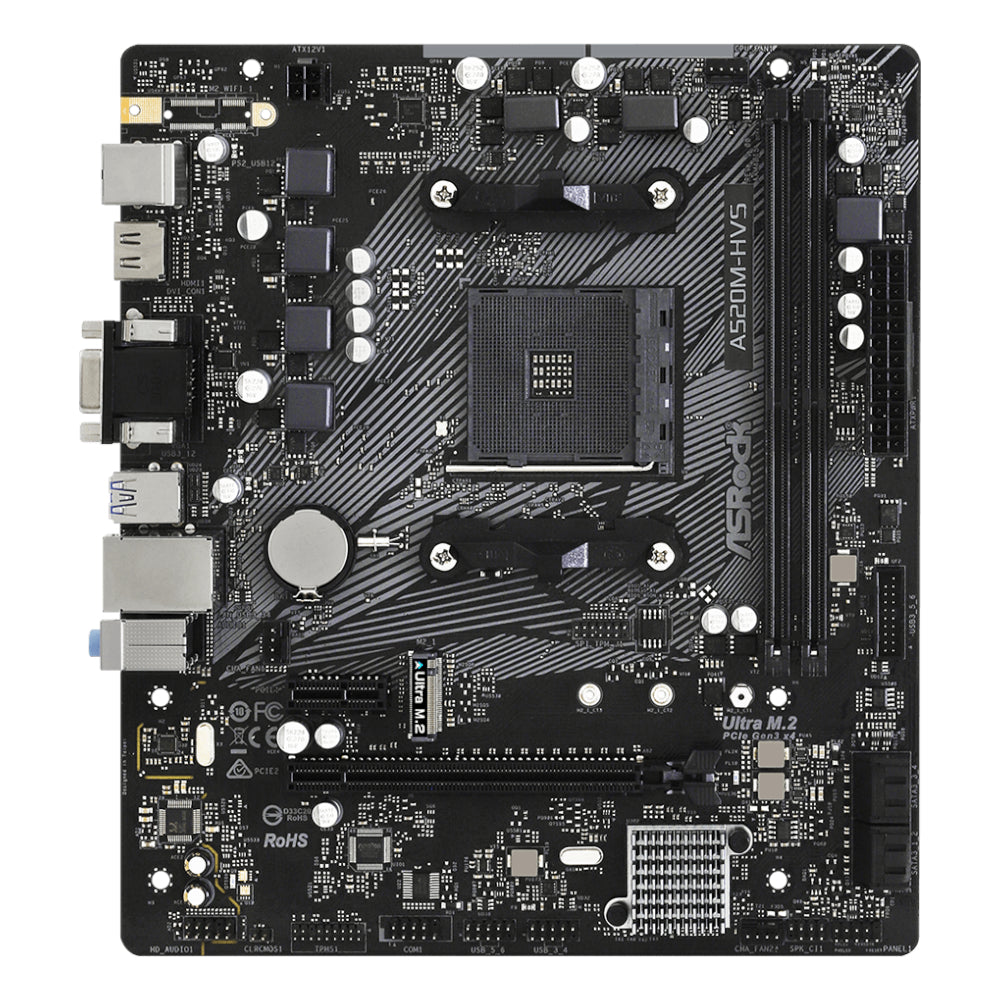 ASRock A520M-HVS AMD AM4 M-ATX Motherboard - alternate product view 2
