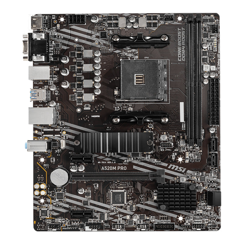MSI A520M-PRO AMD AM4 MATX Gaming Motherboard - alternate product view 2