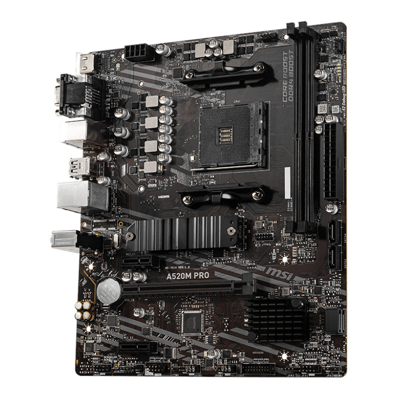 MSI A520M-PRO AMD AM4 MATX Gaming Motherboard - alternate product view 3