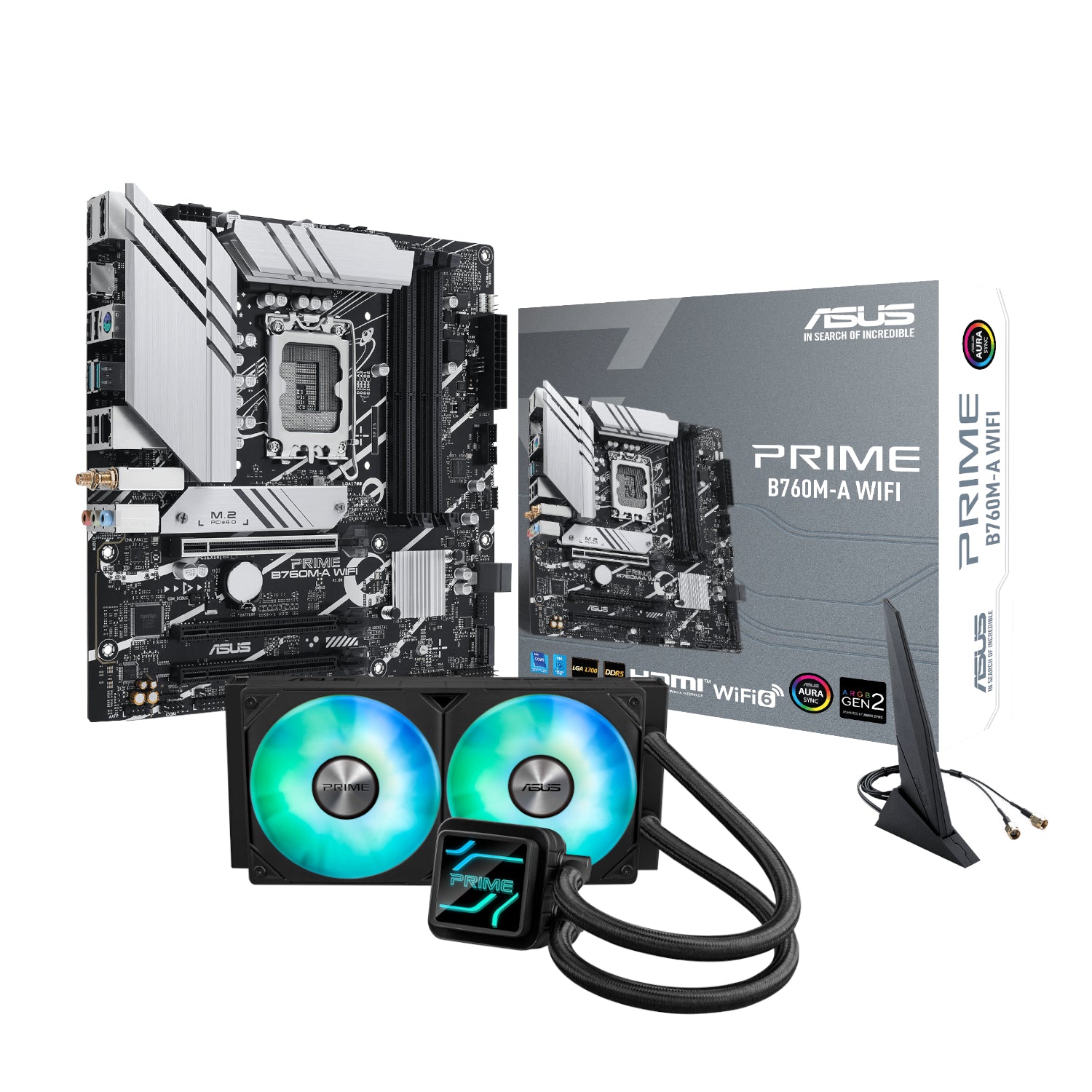 ASUS PRIME B760M-A WIFI LGA1700 and Asus Prime LC 240 ARGB Liquid CPU Cooler Bundle