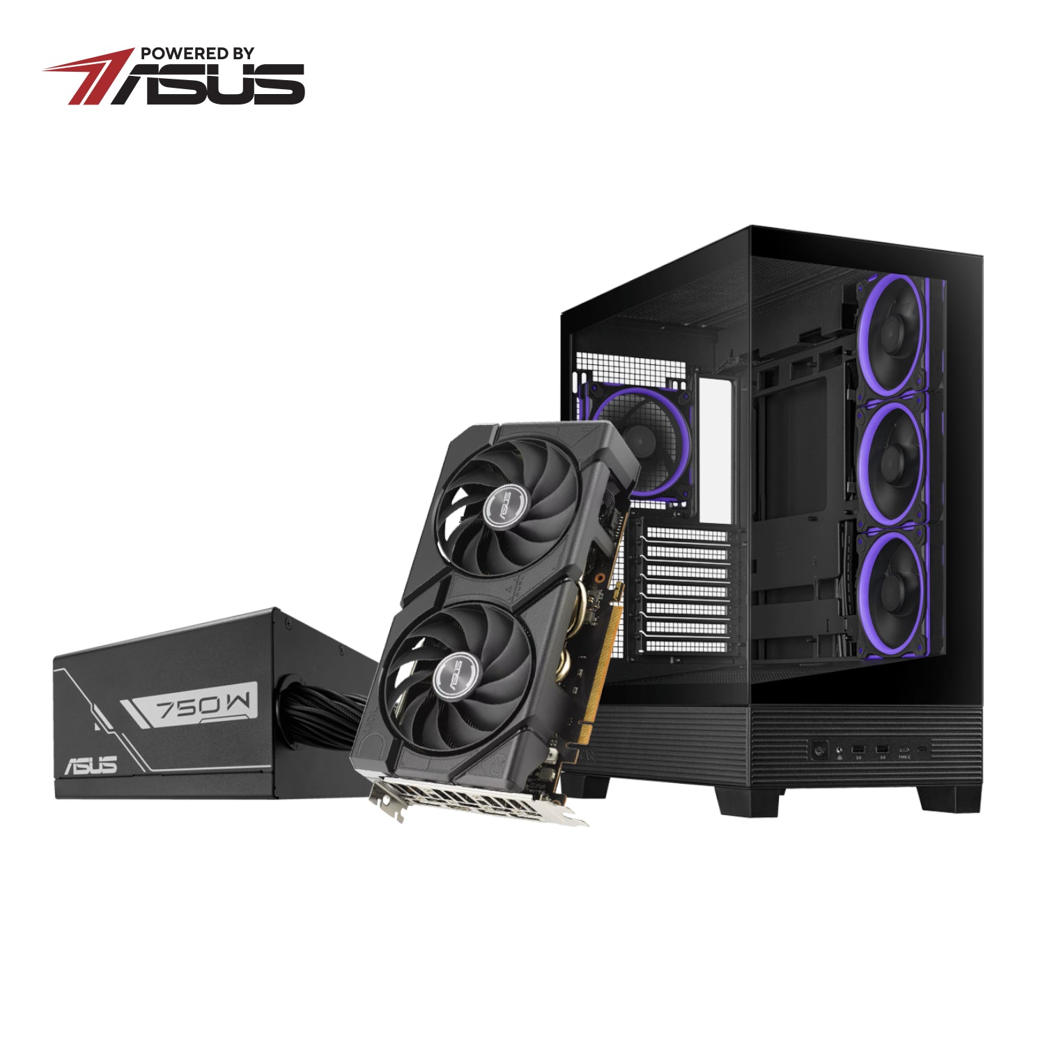 ASUS UWM 2 Gaming Chassis/Graphics Card/Power Supply Combo (A31 PLUS - RX 7600 - PRIME 750W)
