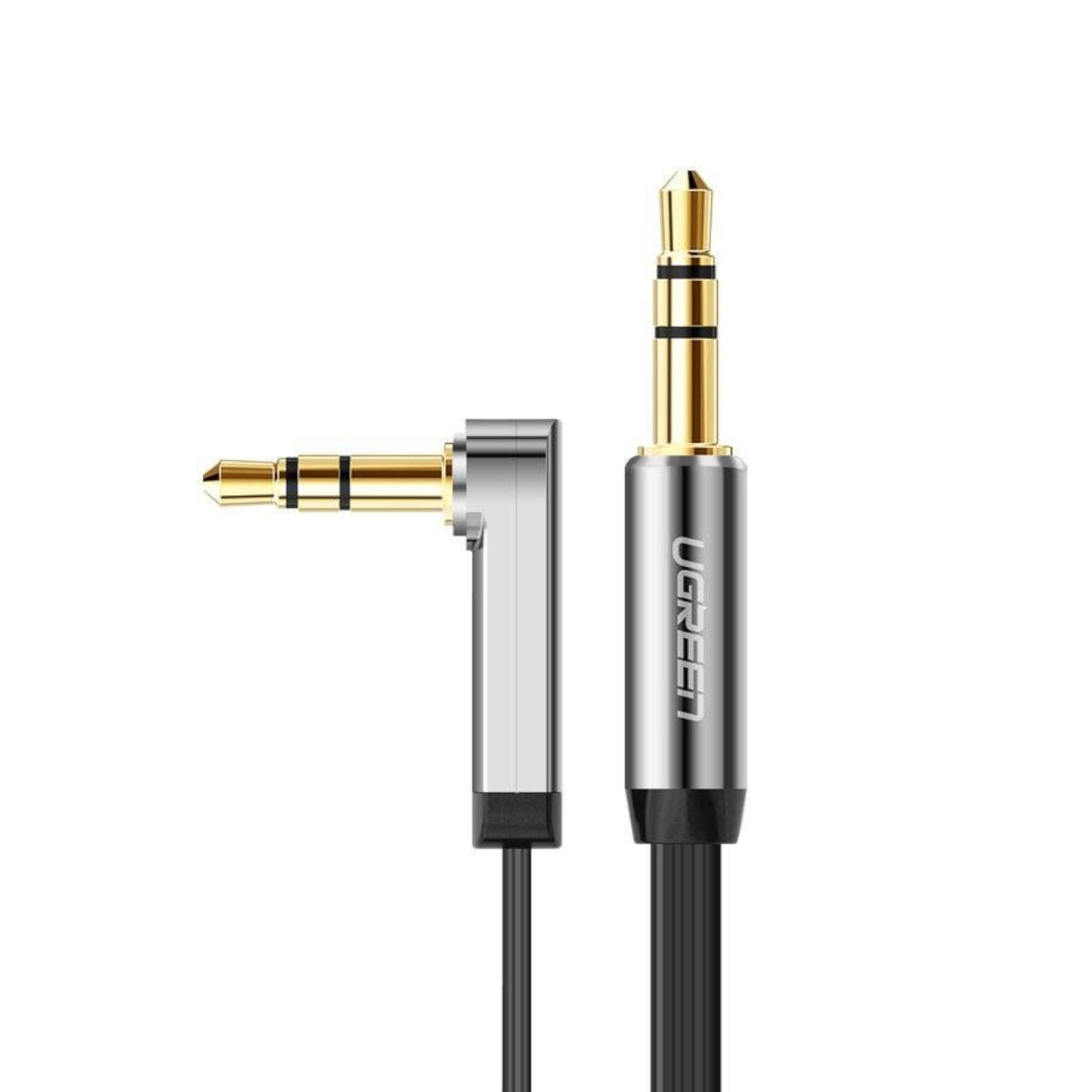 Ugreen AV119 Right-angled 3.5mm Flat Aux Cable 1.5m - Black/Silver - alternate product view 2