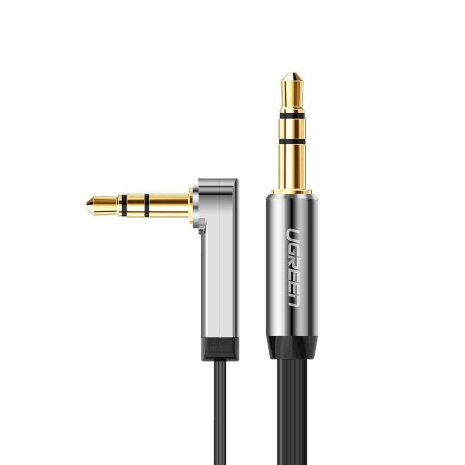 Ugreen AV119 Right-angled 3.5mm Flat Aux Cable 1.5m - Black/Silver - alternate product view 2