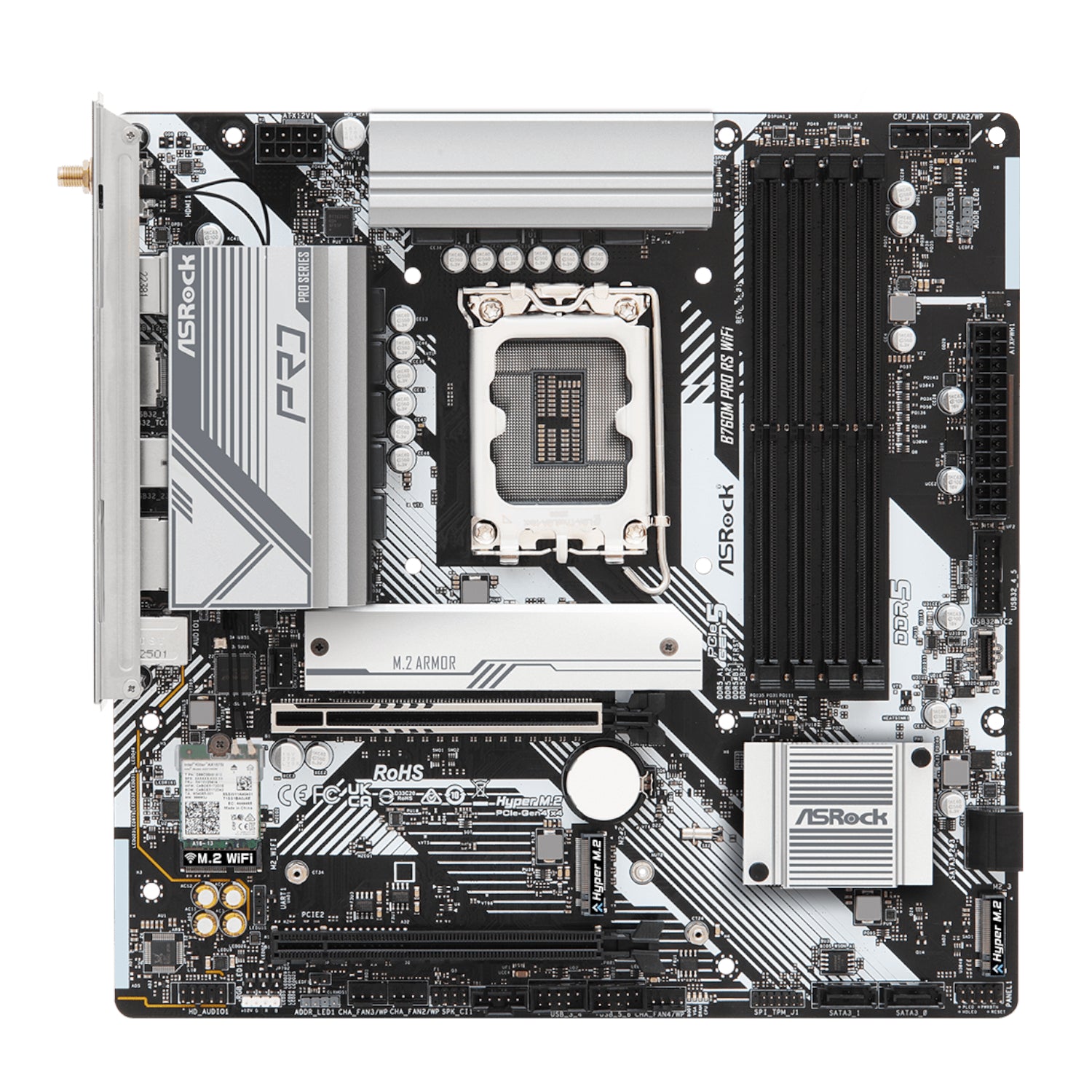 ASRock B760M Pro RS WiFi Intel LGA 1700 MATX Gaming Motherboard - alternate product view 2