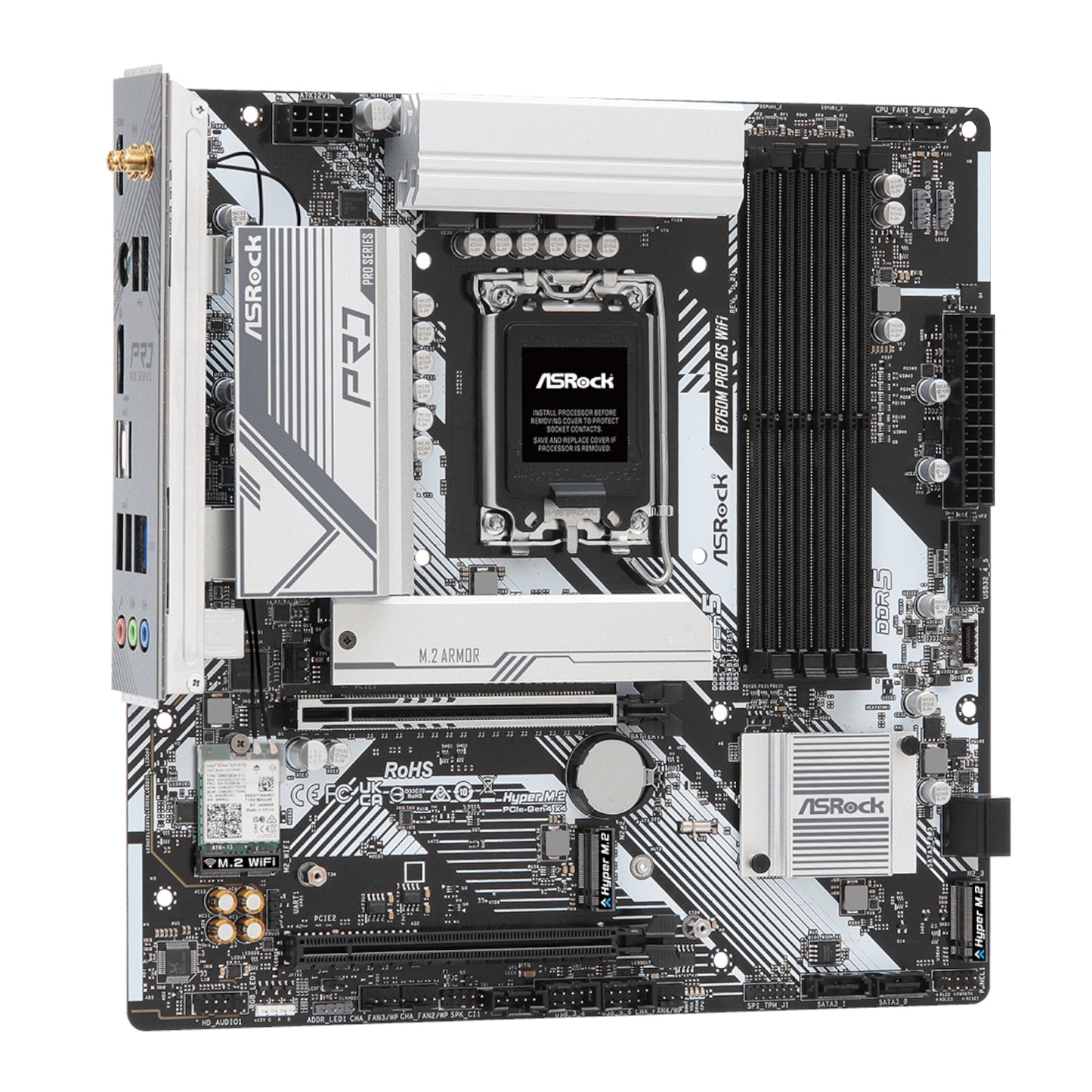 ASRock B760M Pro RS WiFi Intel LGA 1700 MATX Gaming Motherboard - alternate product view 3
