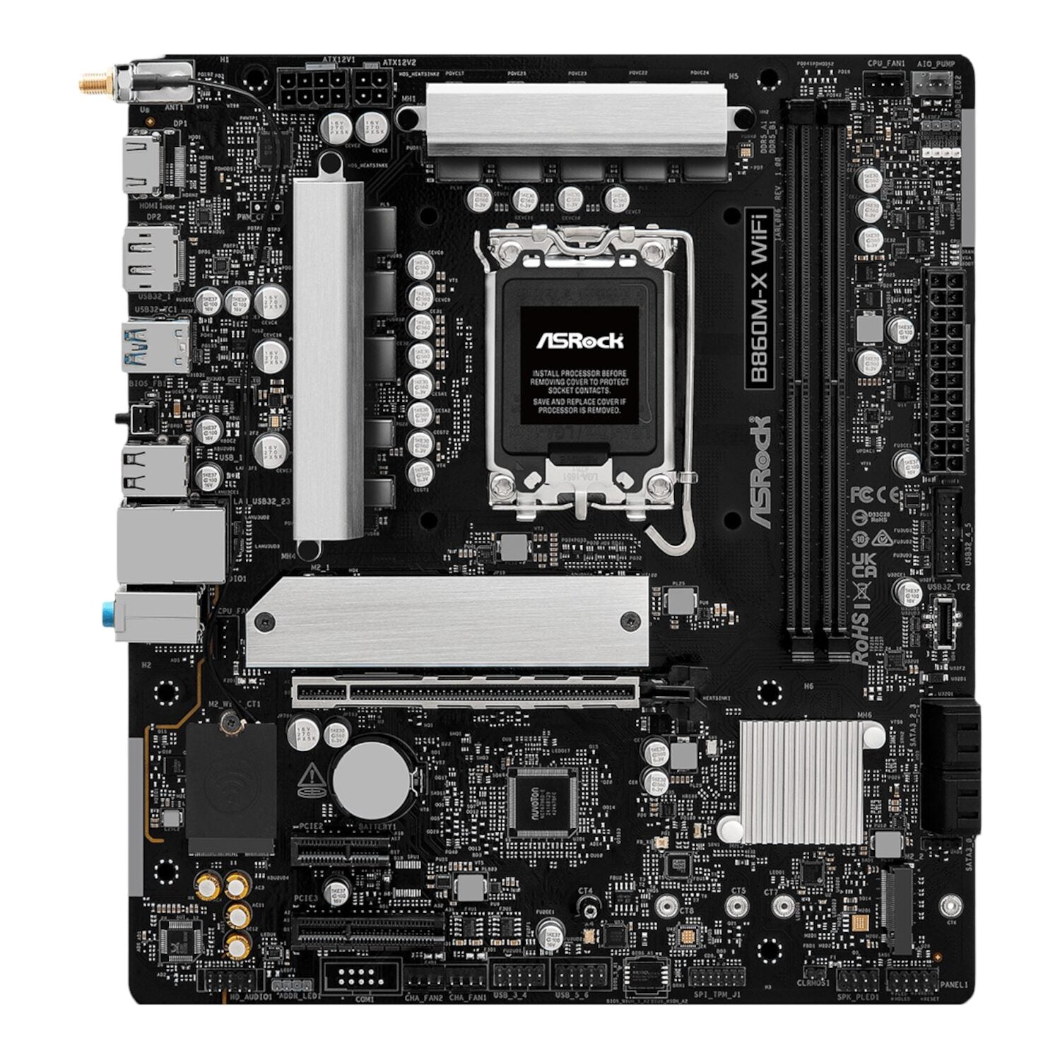 ASRock B860M-X Micro ATX DDR5 Motherboard (PCIe 5 and Wi-Fi 6E) - alternate product view 2