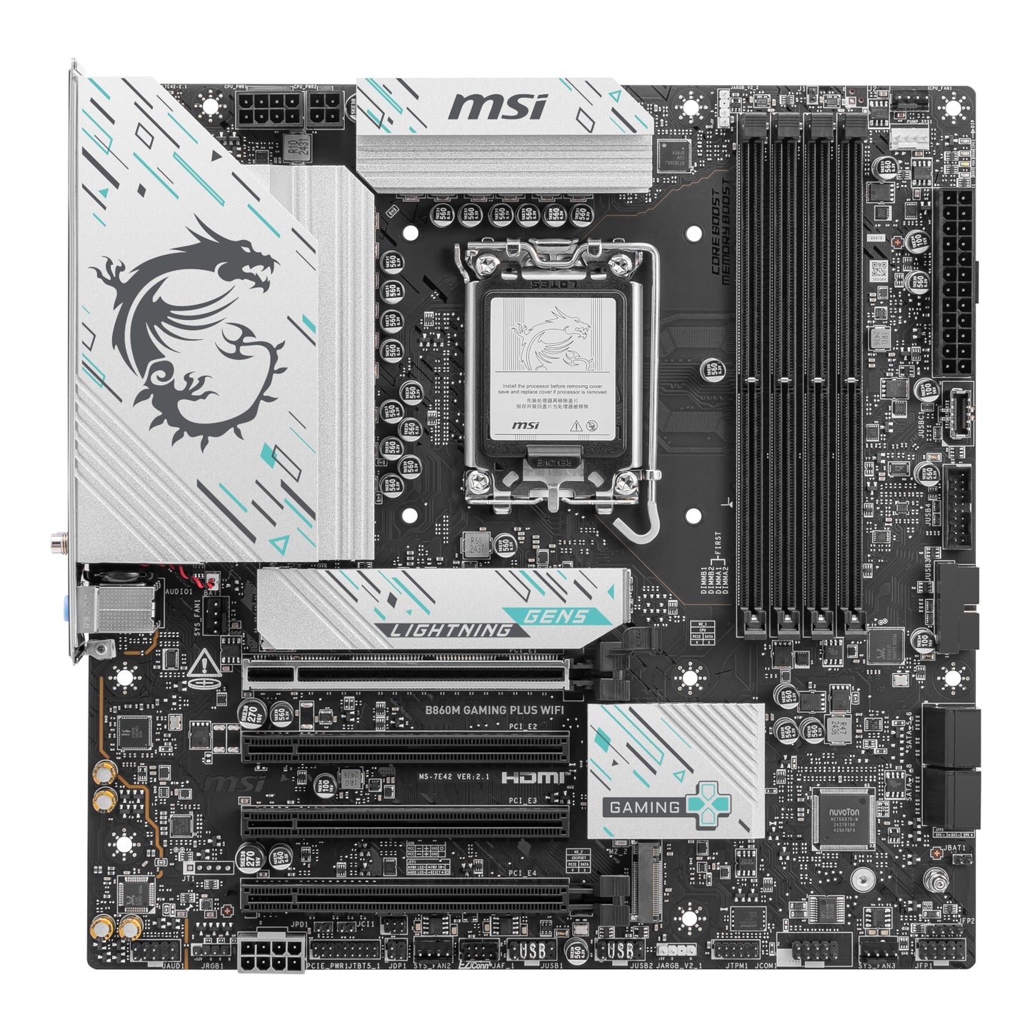 MSI B860M Gaming PLUS WIFI Intel LGA1851 DDR5 M-ATX Motherboard - alternate product view 2