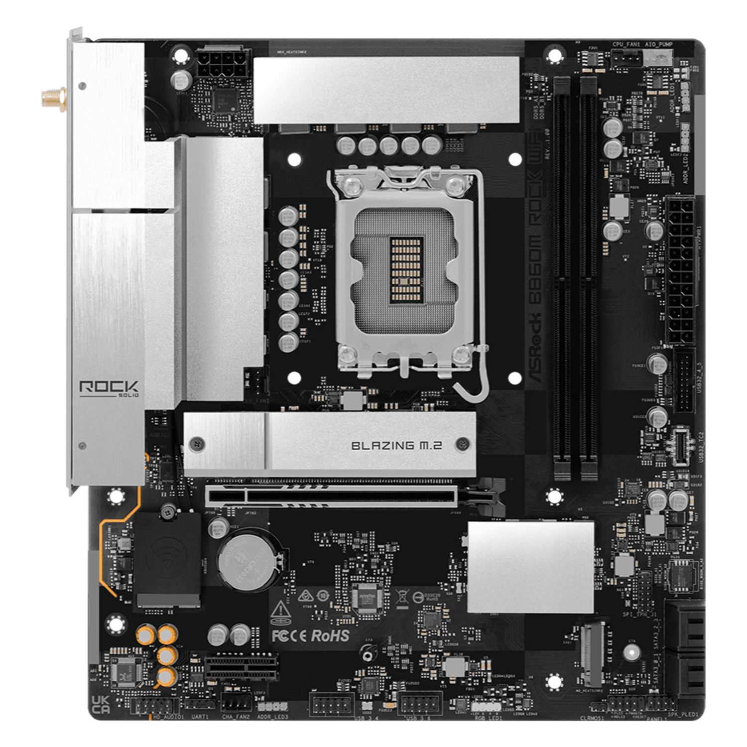 ASRock B860M Rock WiFi Intel LGA1851 MATX Gaming Motherboard - alternate product view 2