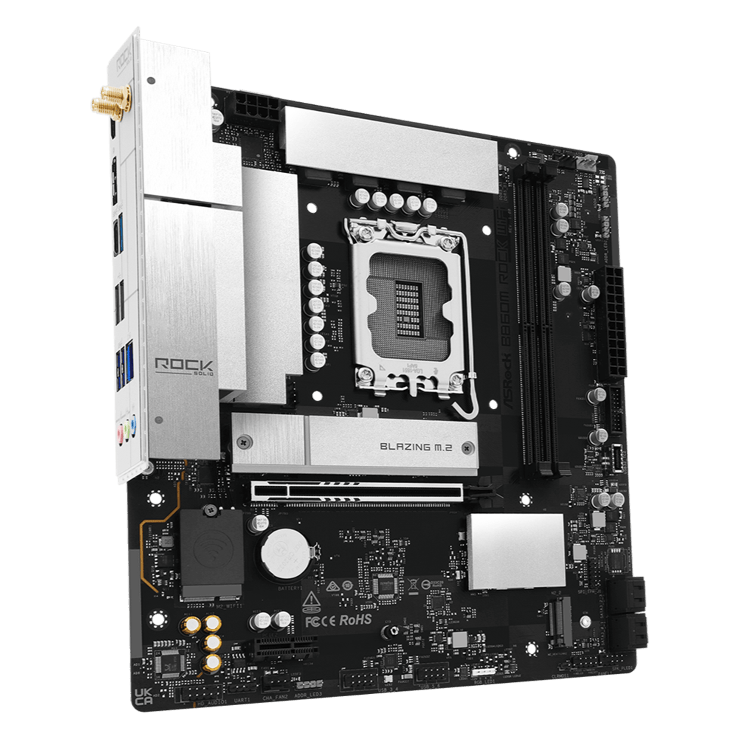ASRock B860M Rock WiFi Intel LGA1851 MATX Gaming Motherboard - alternate product view 3