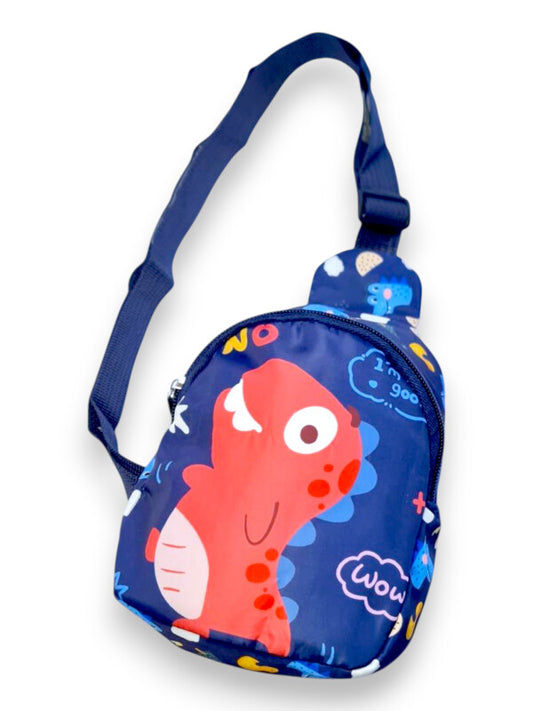 KIDS Printed BODY BAG - Dinosaur - DARK BLUE - ±17×13×6.5 Cm
