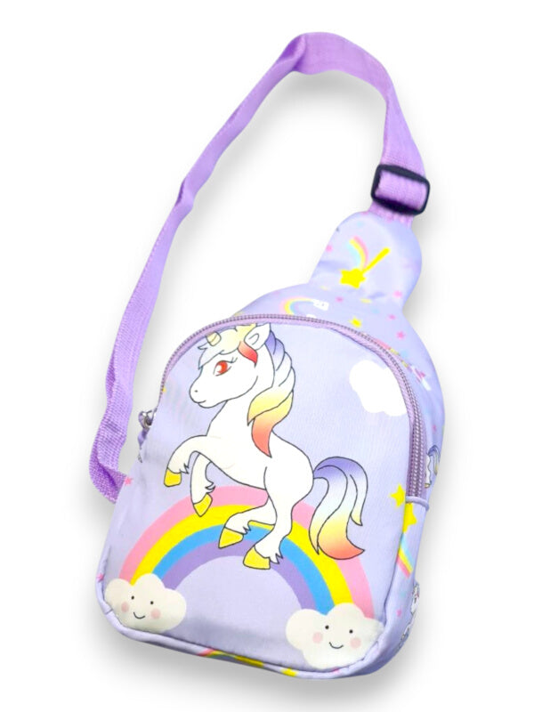 KIDS Printed BODY BAG - Unicorn - Purple - ±17×13×6.5 Cm