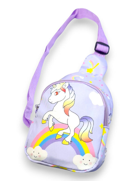 KIDS Printed BODY BAG - Unicorn - Purple - ±17×13×6.5 Cm