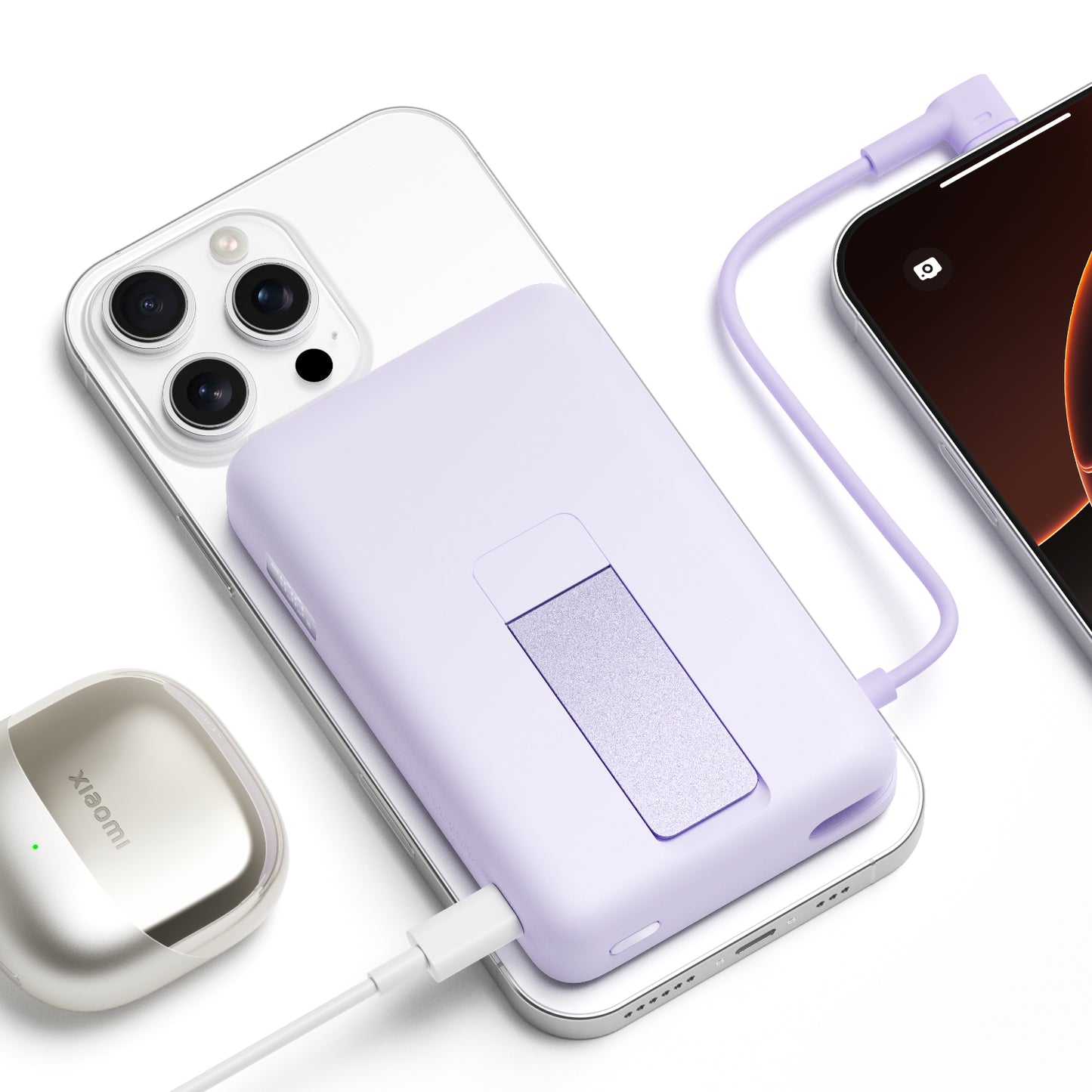 Xiaomi Magnetic Power Bank 10000 with Built-in Stand - Purple - alternate product view 3