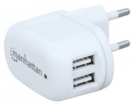 Manhattan PopCharge Home - Europlug C5 USB Wall Charger with Two Ports