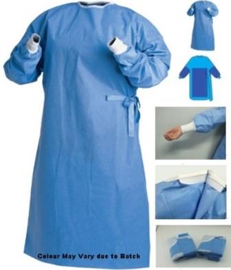 Casey Disposable SMS Fabric Reinforced Surgical Gown - Blue, Size Medium