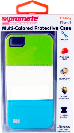 Promate Pancy iPhone 5 Multi-Colored Protective Case Colour: Green/White/Blue