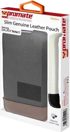 Promate Kolabro-Slim-line protective genuine leather pouch case for Samsung Galaxy Note II