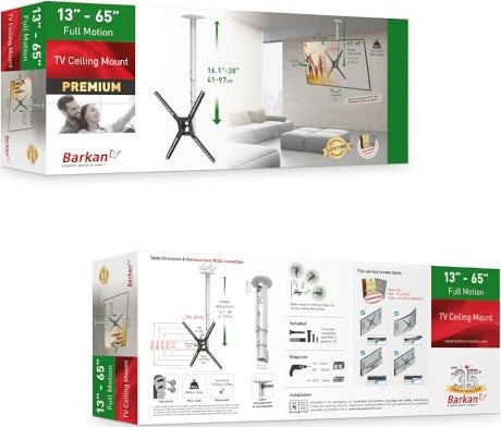 Barkan Full Motion Ceiling TV Mount - For 13" - 65" Screens