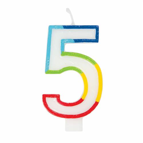 Casey 7cm Multicolor Numerical Birthday Candle Nr.5 - Vibrant Rainbow Design