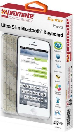 Promate Syntax Cover Charger And Bluetooth Keyboard For iPhone 5