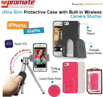 Promate selfieCase-i5 Ultra-Slim Protective case with Built-in Wireless Camera Shutter - Black