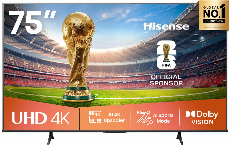 Hisense 75-Inch A6Q Ultra HD Smart TV - Quantum Dot Colour