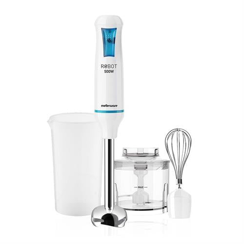 Mellerware Stick Blender With Attachments Stainless Steel White Single Speed 500W "Robot 500 Inox"