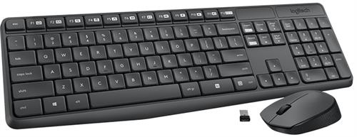 Logitech MK235 Wireless USB Keyboard and Optical Mouse Combo - 128-bit AES Encryption