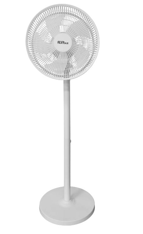 Alva Air 30cm Rechargeable Pedestal Fan - Contemporary White Finish
