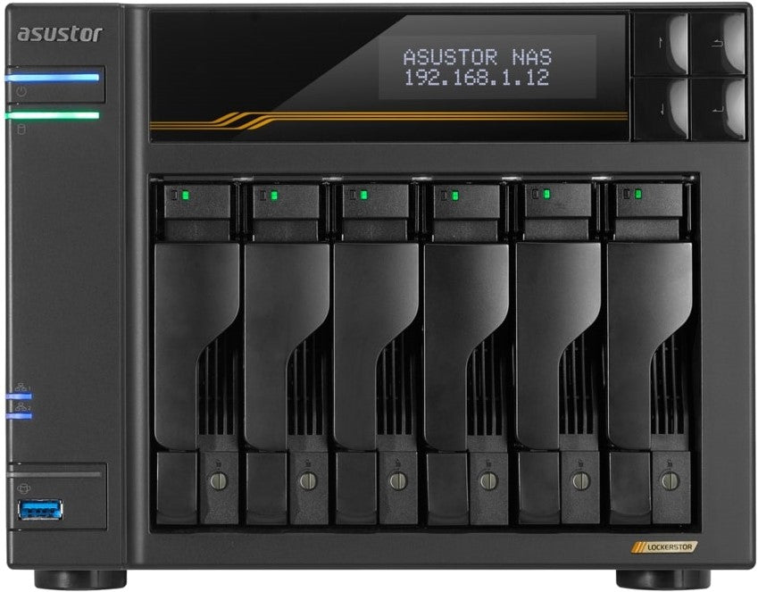 Asustor Lockerstor 6 Gen 3 NAS Enclosure - Quad-Core AMD Ryzen Embedded V3C14 CPU @ 2.3 GHz - 3.8 GHz Turbo