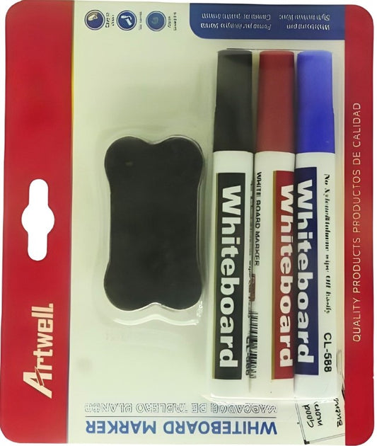 Artwell 3 Pack Whiteboard Marker - Blue