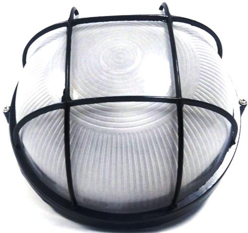 Noble Pays Round Bulkhead Light Fitting Large Black - Large Round Wall Light Bulkhead Fitting With Grid