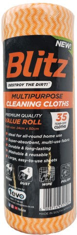 Tevo Blitz 35 Pack Roll Premium Multipurpose cleaning Cloths are designed to help you to Destroy The Dirt