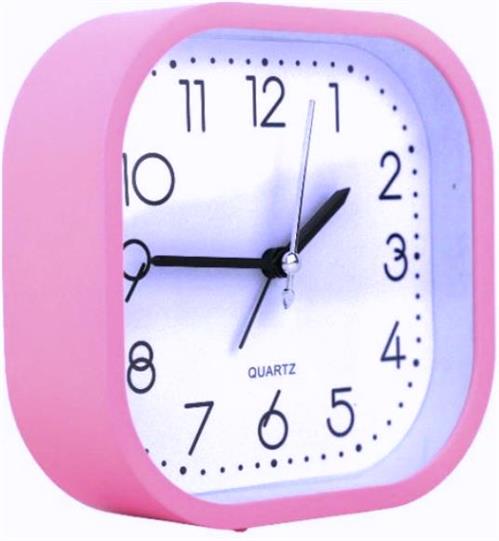 Casey Bedside Square Alarm Clock 12cm Pink - Fresh Yet Traditional Aesthetic Look