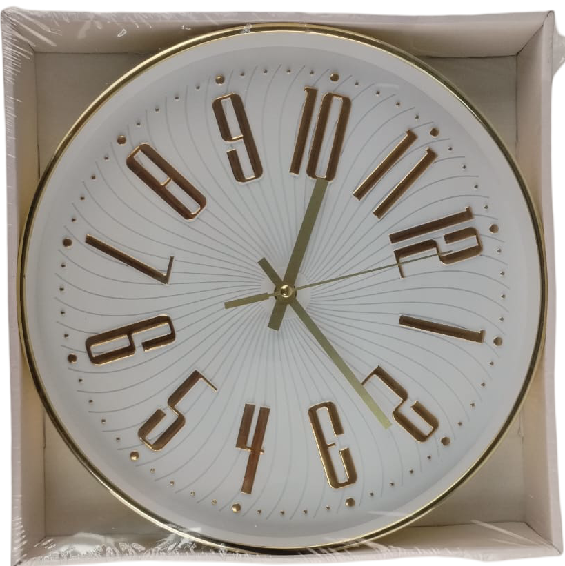 Casey Wall Clock Gold - Gold Outer Rim with Gold Details and White Face