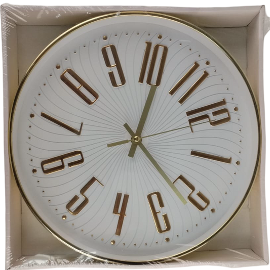 Casey Wall Clock Gold - Gold Outer Rim with Gold Details and White Face