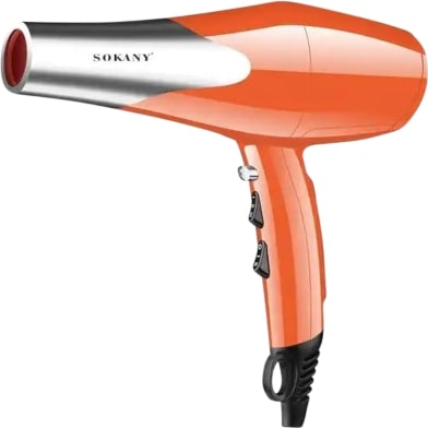 Sokany Orange and Chrome Professional 2000w Hairdryer - includes diffuser & 2 hair styler fittings