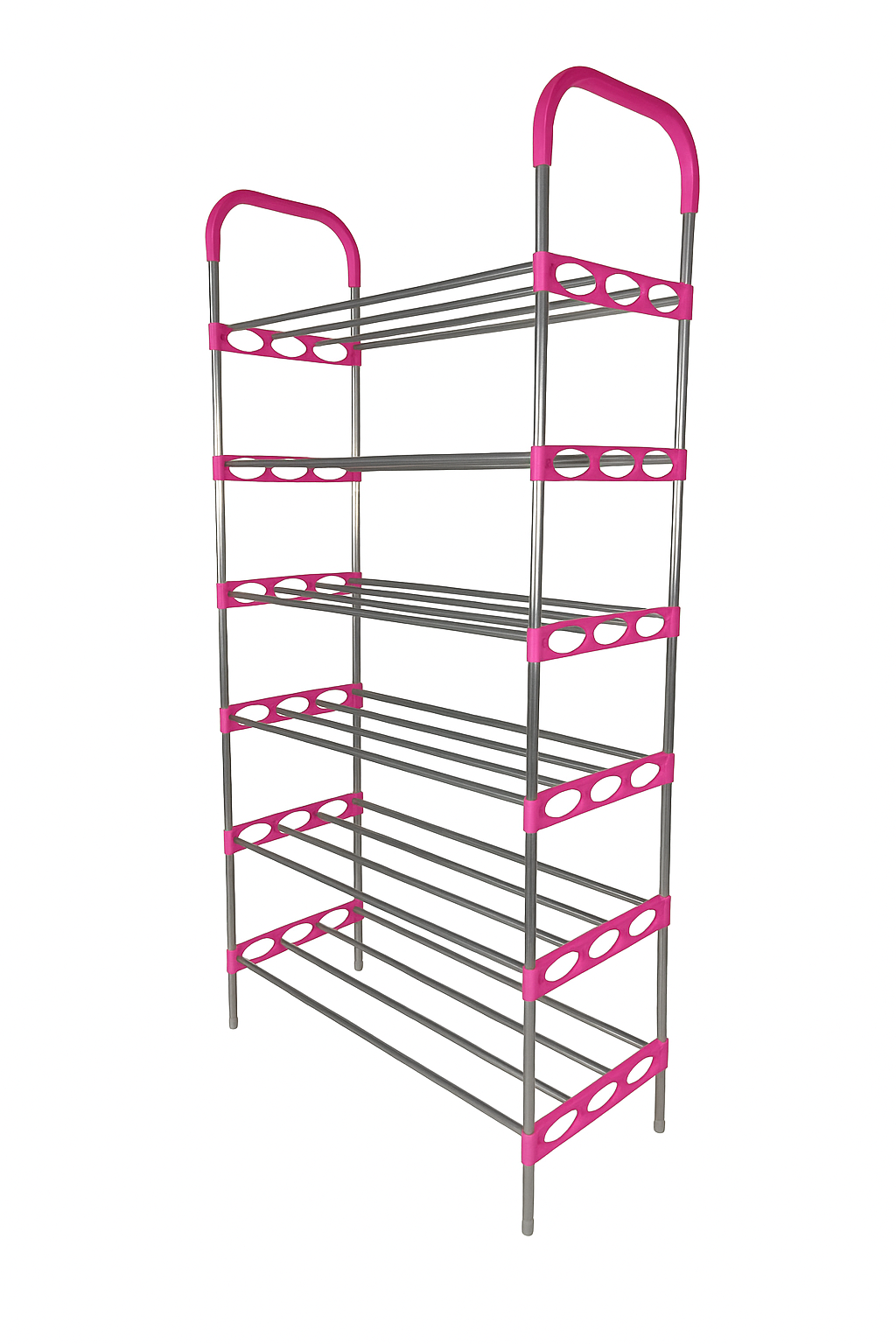 Nordic Wind Pink 6 Tier 18 Shoe Steel Rack - Pink