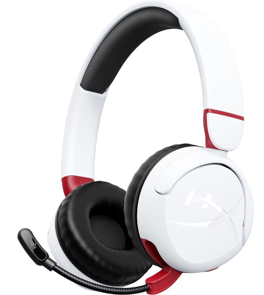 HP HyperX Cloud Mini Wireless White And Red Headset with Microphone - Built For Upcoming Gamers Aged 8-12