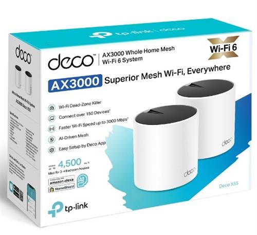 TP-Link Deco X55 (2-pack) AX3000 Whole Home Mesh Wi-Fi 6 System